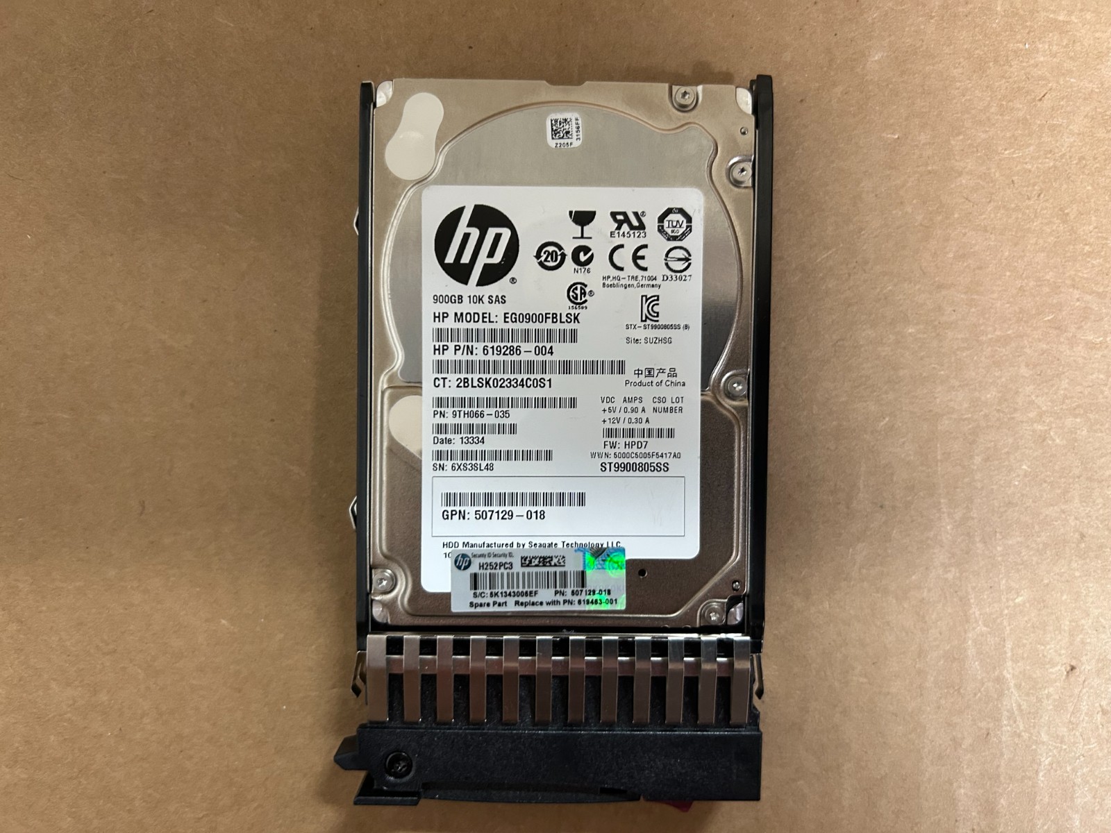 HP 900GB 10K RPM 2.5" SAS Hard Drive HDD EG0900FBLSK 619286-004
