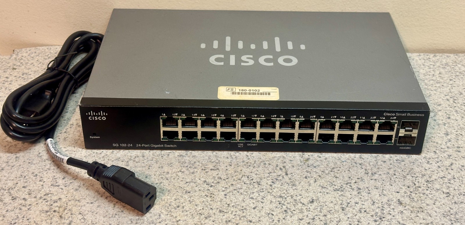 CISCO SG 102-24 Network 24 Port Gigabit Switch with Power Cord working