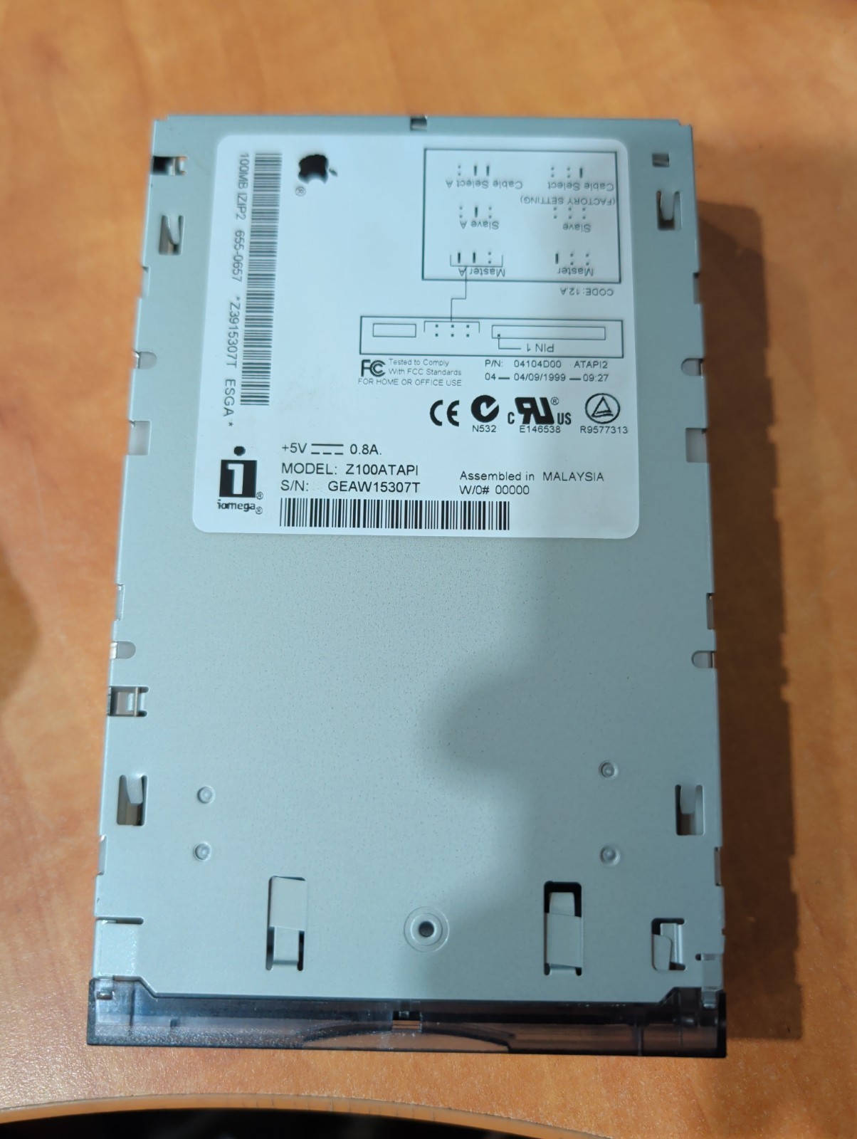 Apple OEM Mac G3, G4 100Mb iOmega iZip2 Zip Drive Z100ATAPI 655-0657 IDE PATA
