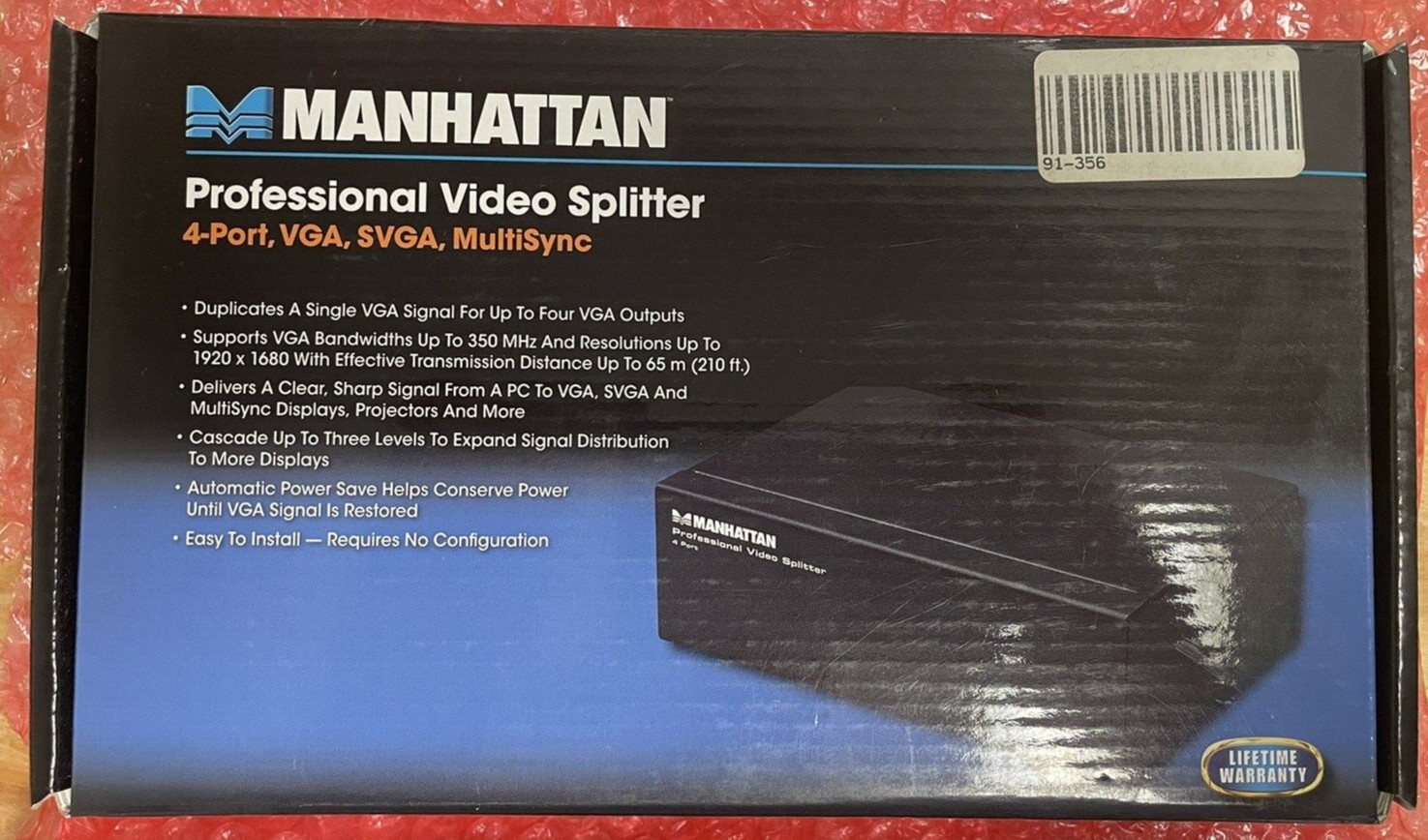 Manhattan Professional Video Splitter Black 4-Port, VGA, SVGA, MultiSync