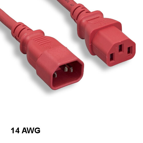 10PCS Red 8' Heavy Duty Power Extension Cord IEC60320 C13 to C14 14AWG 15A/250V