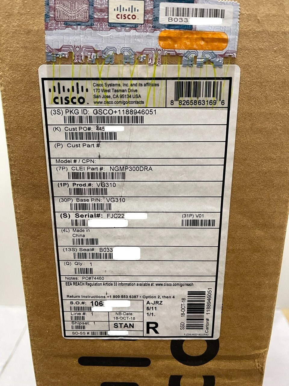 FACTORY SEALED Cisco VG310 Modular 24 FXS Port VoIP Gateway + MEM + PWDM3-64