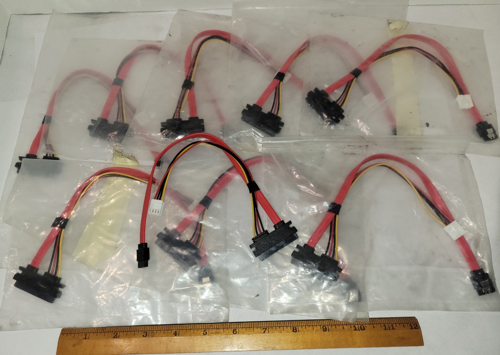 9 Pack SATA Female Combo 7+15 Pin Data Cable, Power 7Pin+4 Pin Molex Serial
