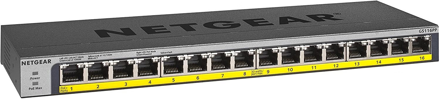 Netgear 16 Port Poe Plus Gigabit Unmngd TDNET-GS116PP-100NAS Computers Network