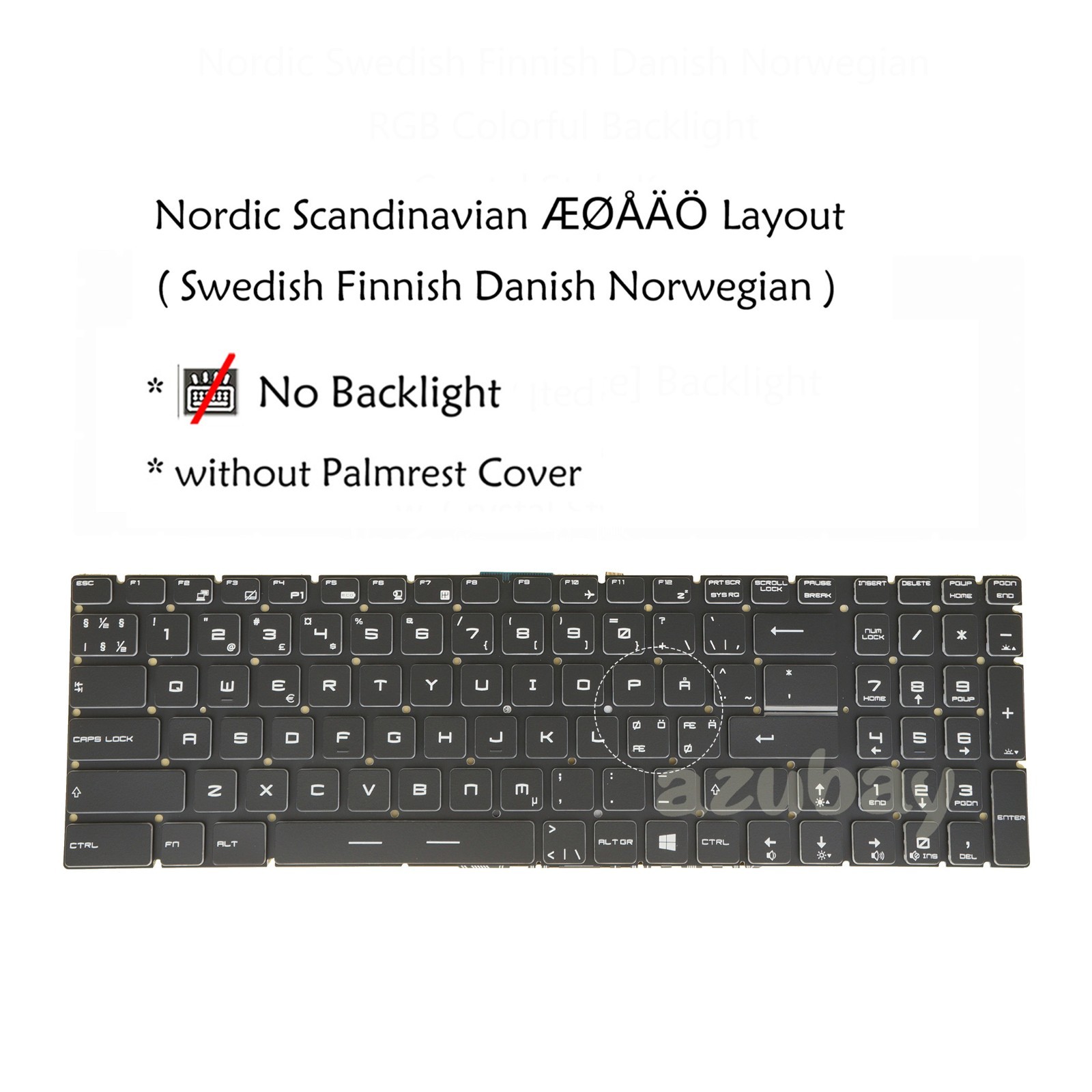 Nordic SD FI DN Keyboard for MSI MS-16J3 MS-16J5 MS-16J6 MS-16J7 MS-16J9 MS-16JA