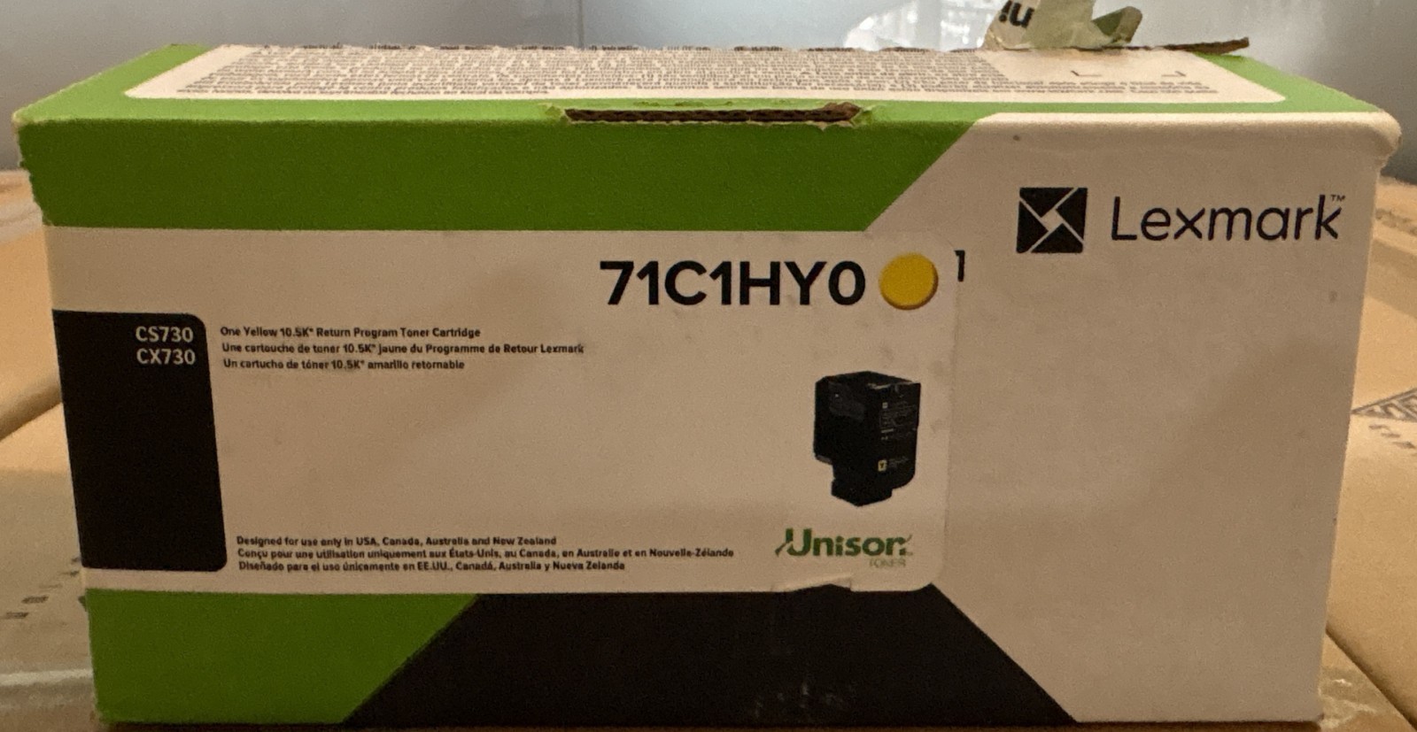 Genuine Lexmark 71C1HY0 Yellow High Yield Toner CS730 CX730 10.5K USA