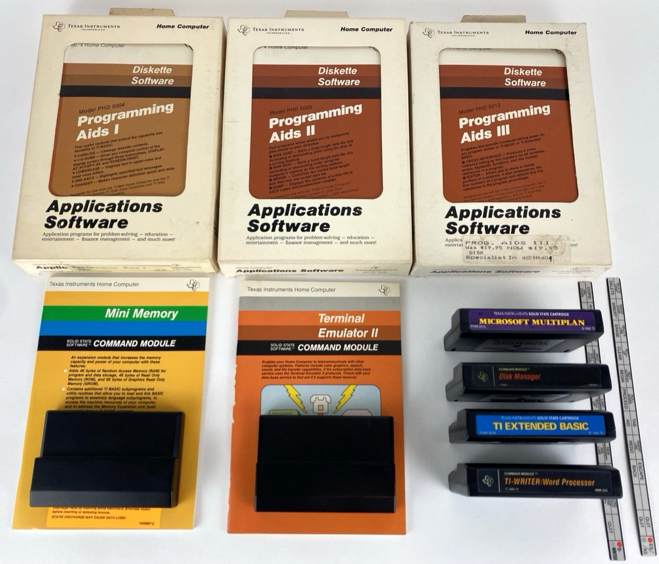 TI-99/4A Developer Utilities 9 Cartridges & Disks Lot Vintage Computer Software