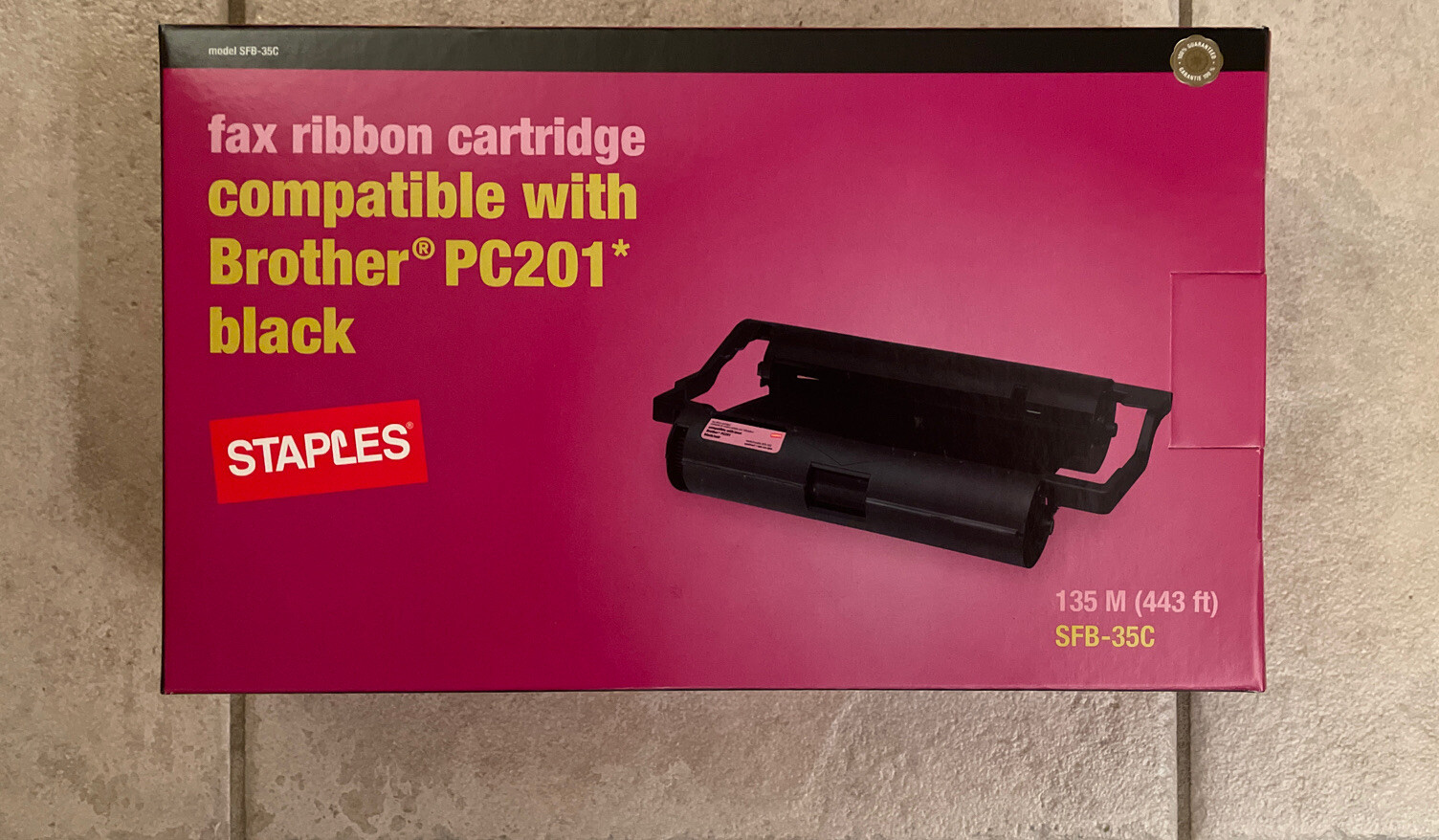 NEW Staples Fax Ribbon Cartridge Compatible w/ Brother PC201 Black SFB-35C 135M