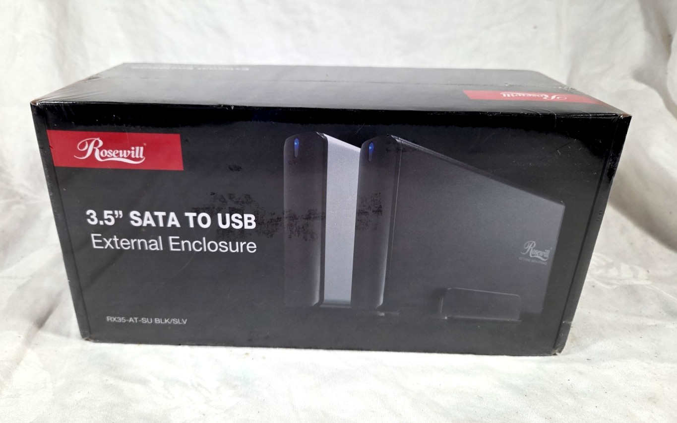 ROSEWILL 3.5" SATA to USB External Enclosure RX35-AT-SU BLK/SLV~ NEW SEALED