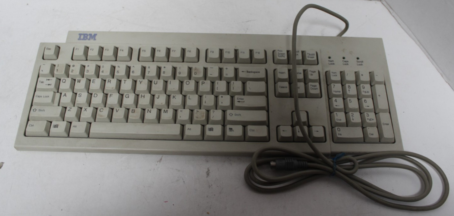 IBM PC PS/2 Keyboard KB-7953 FRU: 02K0806 Tested Clean Blue Logo *Untested