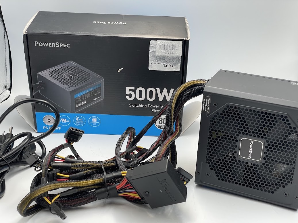 PowerSpec 500W Power Supply Fixed Cable Non-Modular ATX Power Supply