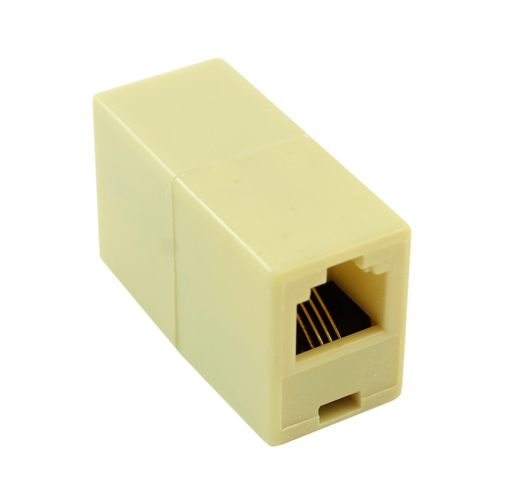 RJ11 4 Pin Modular Telephone Coupler  Straight  Ivory