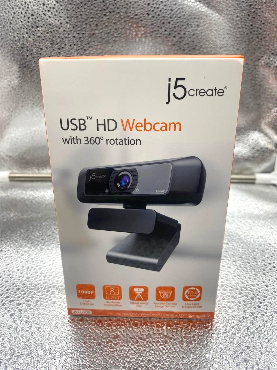 J5create USB HD 1080p Webcam JVCU100 USB 2.0 360° Rotation Mic Black PC Mac