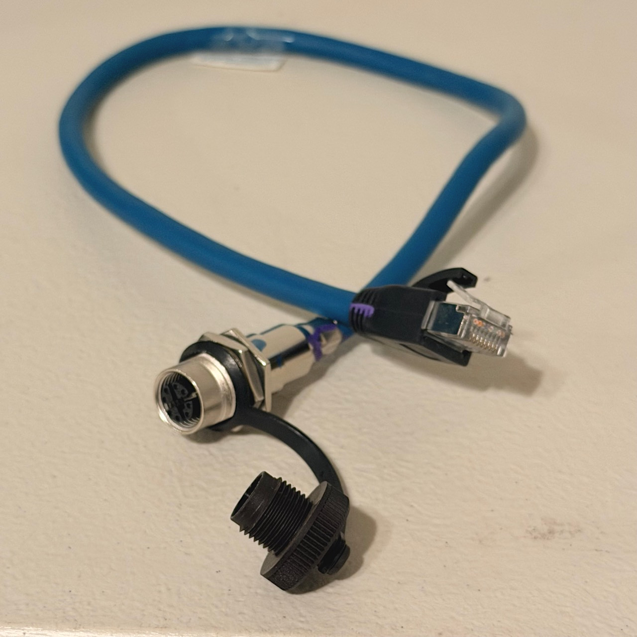 M12 X-Code 8-Pin Female Bulkhead to RJ45 Ethernet Cable Approx 20in Tested