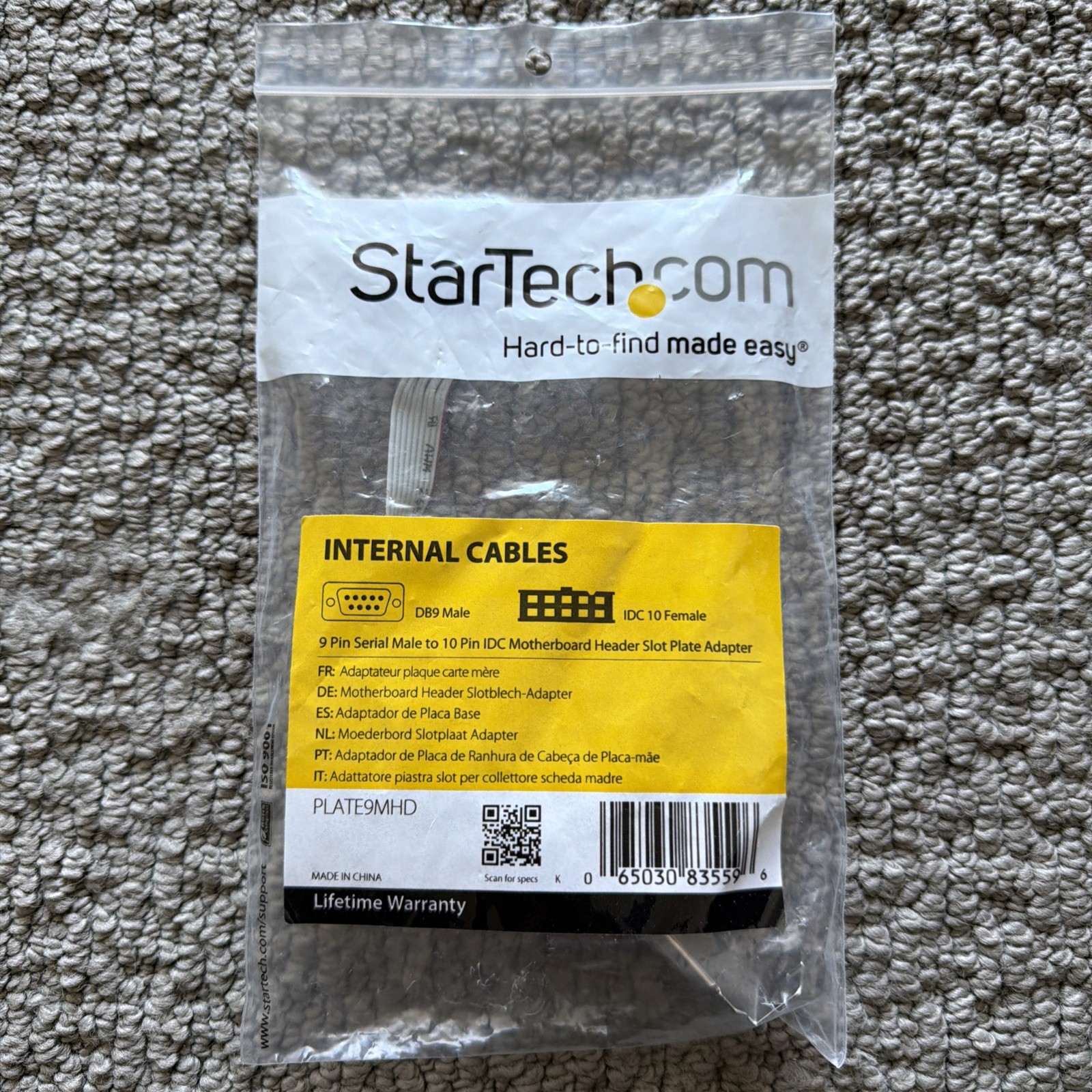 StarTech 9 Pin Serial Male to 10 Pin IDC Motherboard Header Slot Plate Adapter