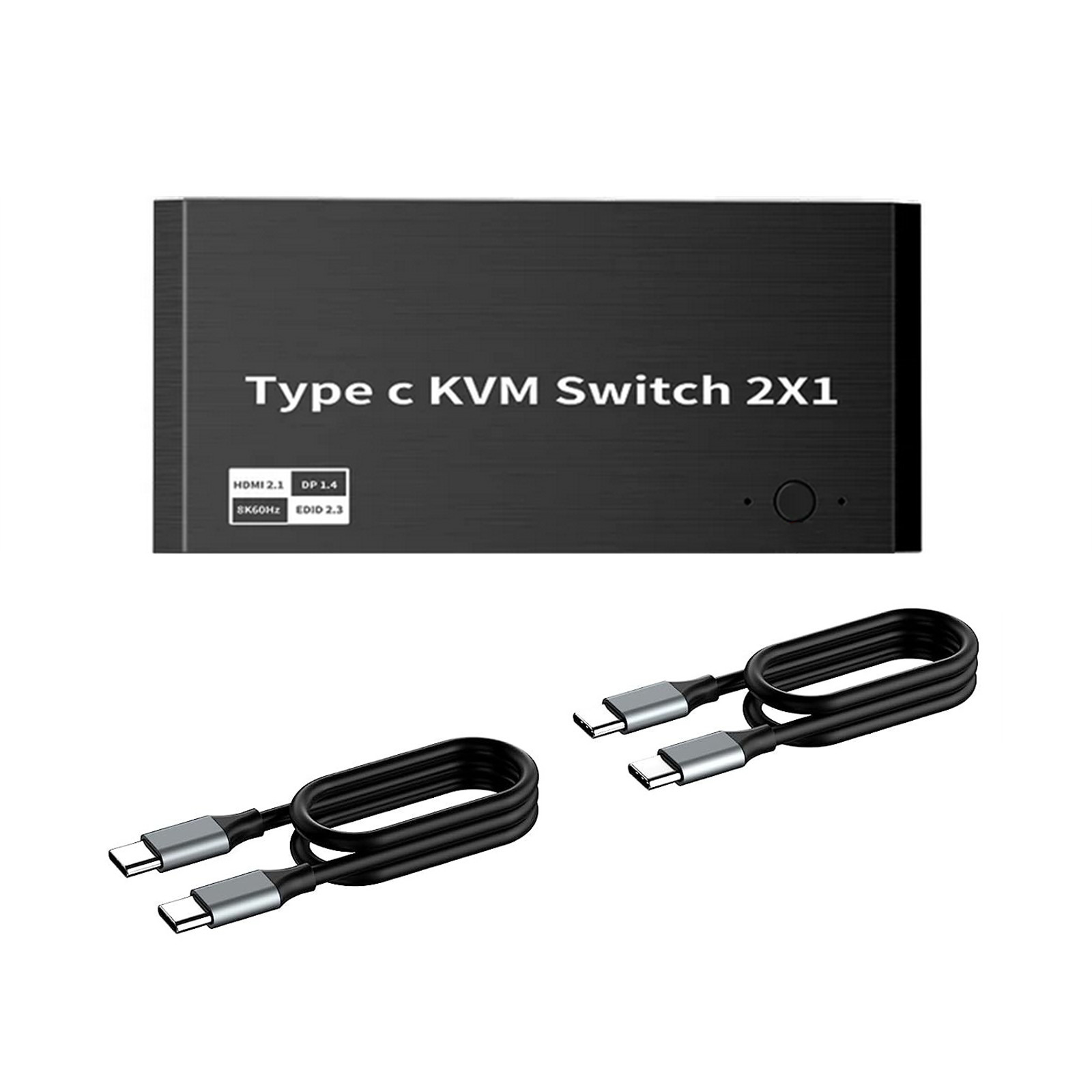 New 8K 2x1 USB Type-C KVM Switch 100W PD Charge  for 2 Computers Share 1 Monitor