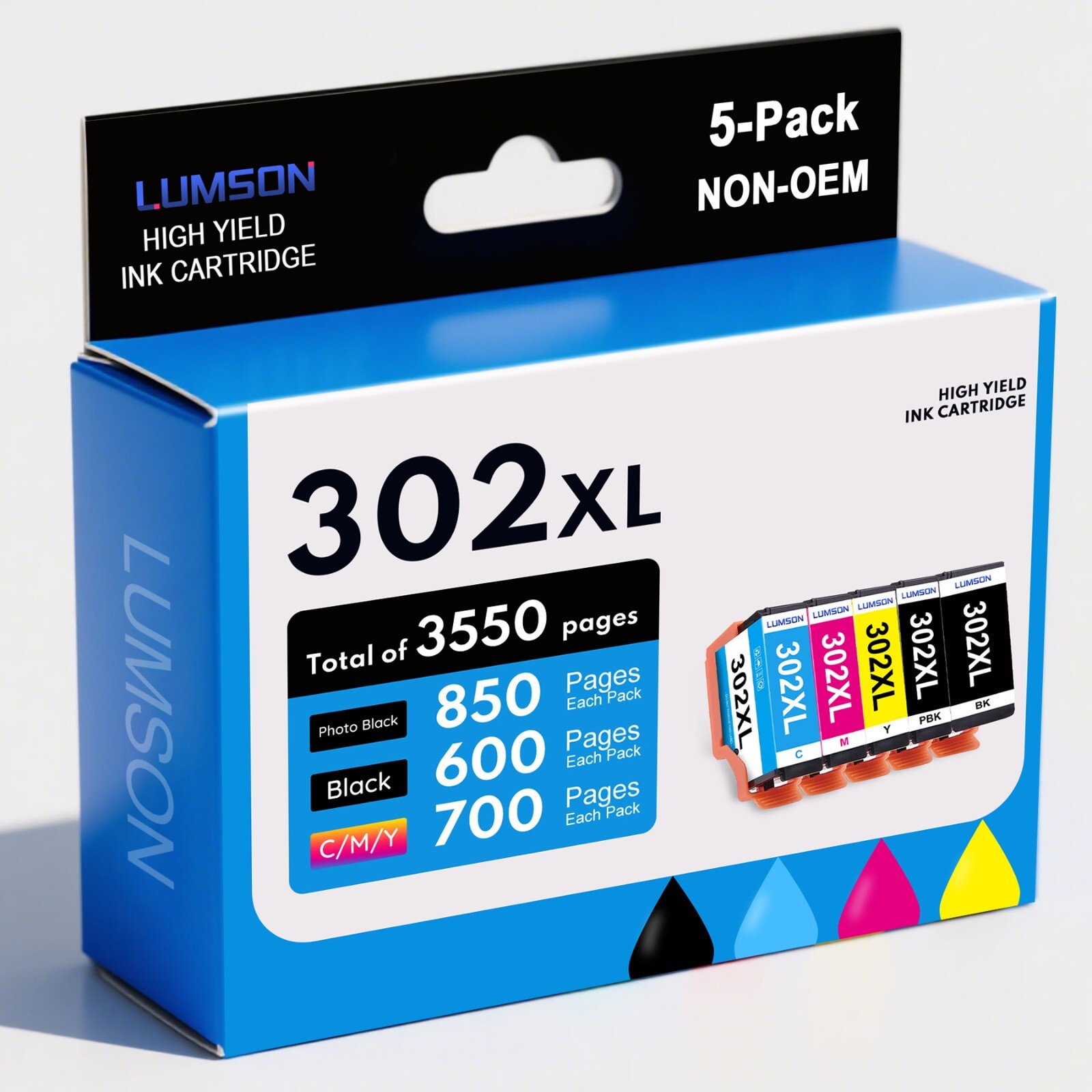 302XL 5-PK (Black /Photo Black/)Ink Cartridges  for Epson XP-6100  XP-6000
