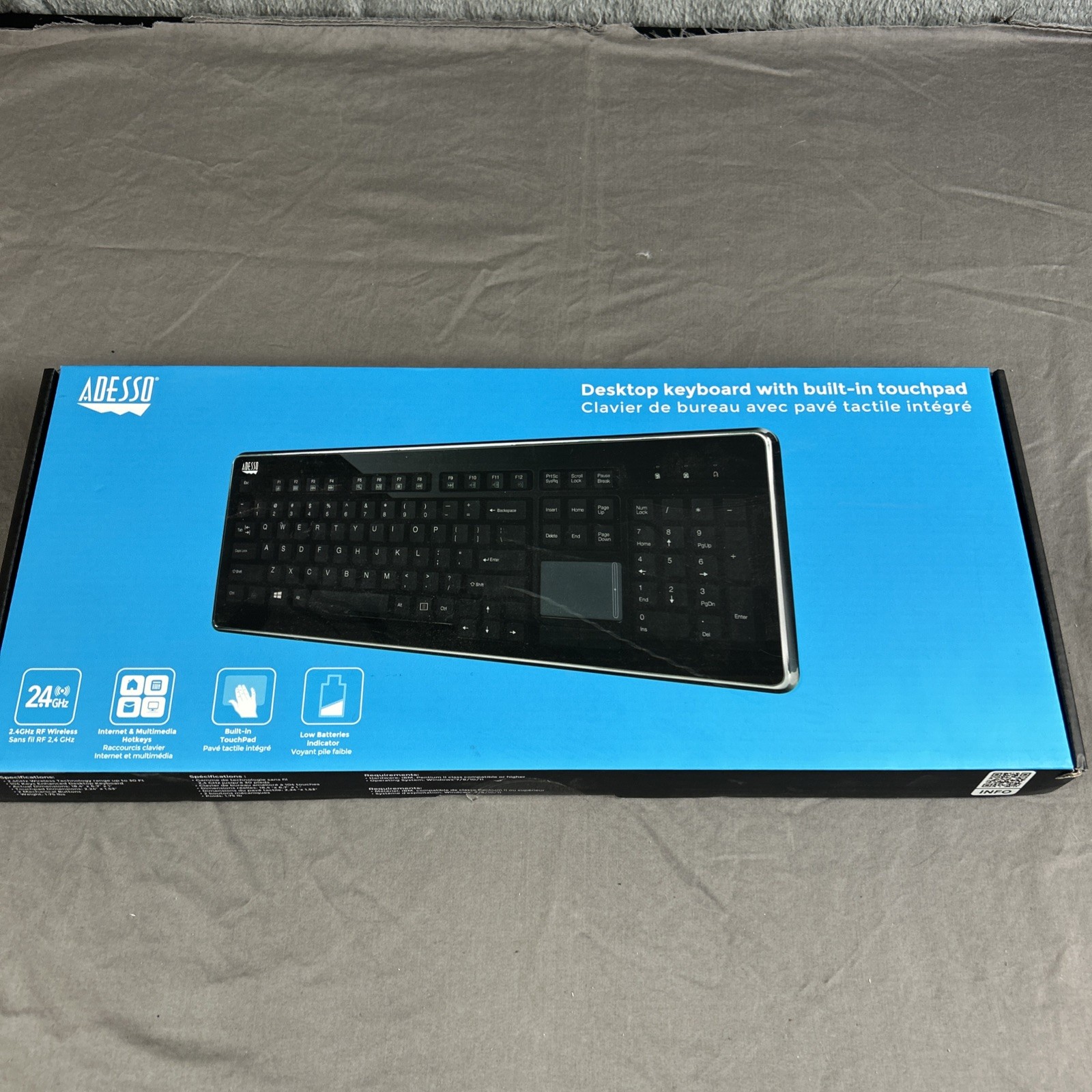 Adesso Slimtouch Wkb-4400ub Keyboard - Wireless Rf - Usb - 104 X Key - Qwerty -