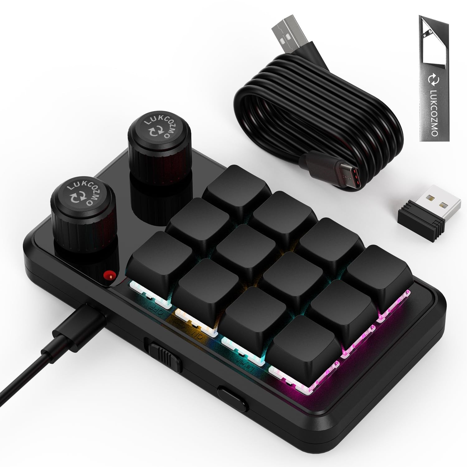 Macro Pad Macropad Programmable 12Key Mini Mechanical Gaming Keyboard Black