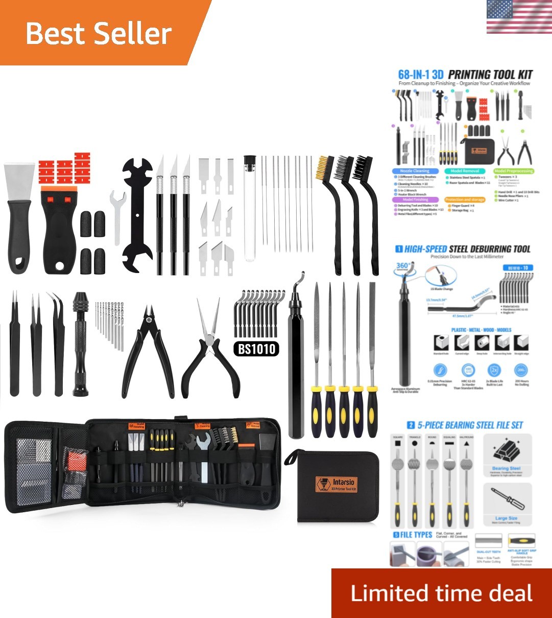 68Pcs 3D Printer Tools Kit with Storage Case, 3D Printer Accessories - Deburr...