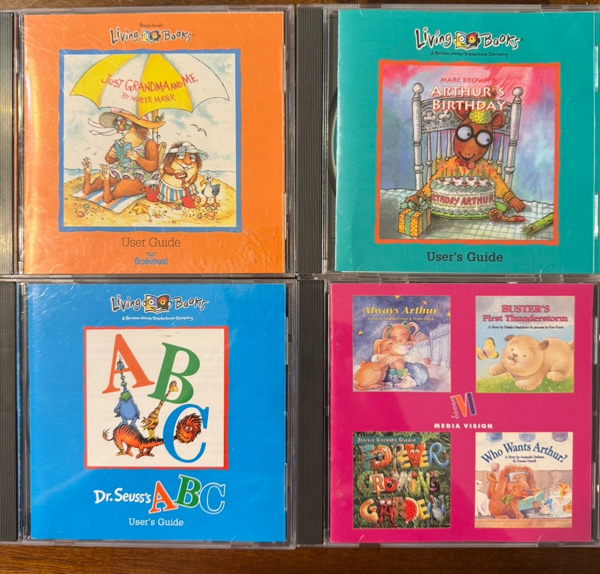 Living Books CD-ROM Software Lot Arthur, Seuss, Media vision 4 book CD ROM