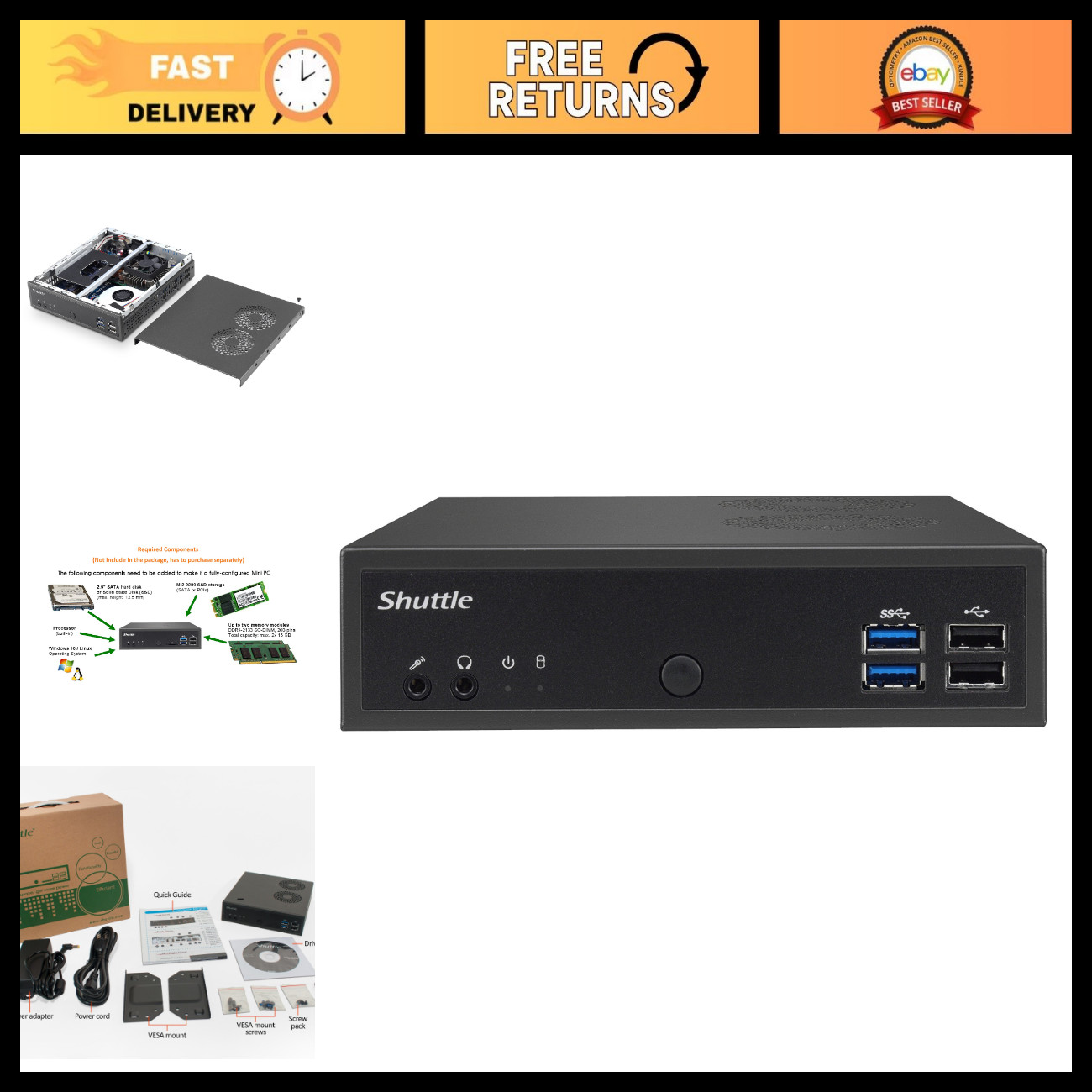 Mini Barebone PC Intel Celeron 3865U NVIDIA GTX 1050 Slim Desktop No RAM/SSD