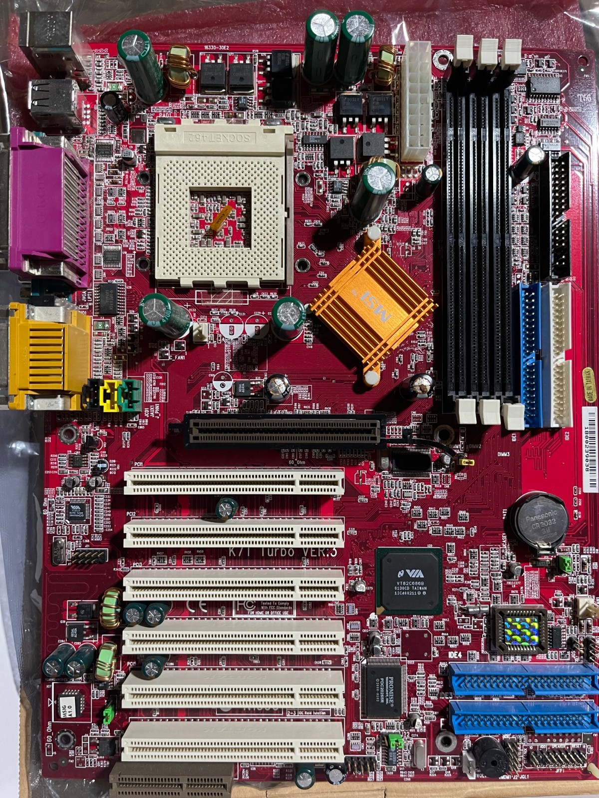 MSIVintage MSI K7T Turbo w/ AMD Athlon A1000A  MS-6330 K7T TURBO VER:3 excellent
