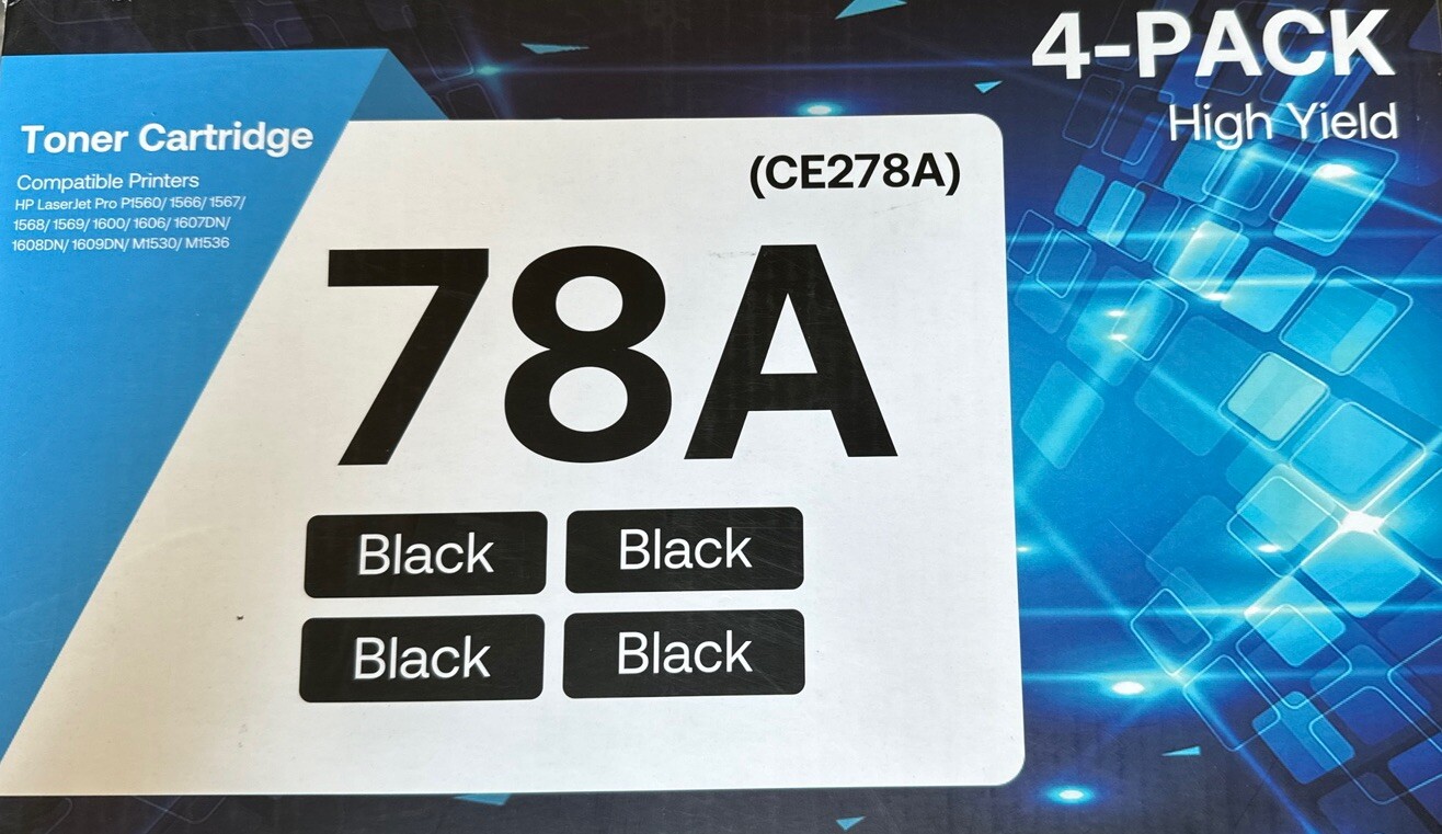 HP Laser Jet 78A Black Toner Cartridge Replacement for HP78A Pro 4 PACK