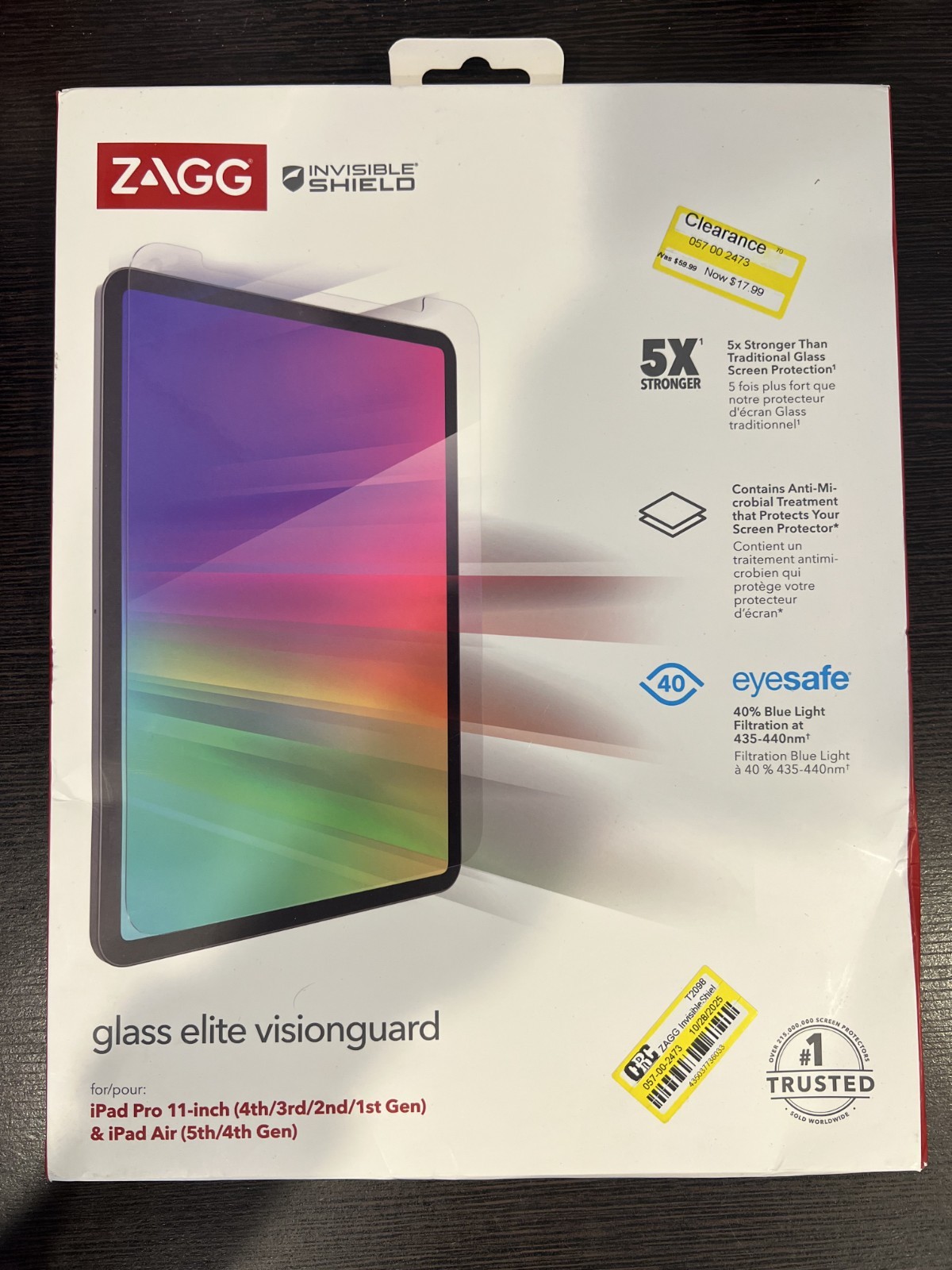 ZAGG Glass Elite Visionguard Screen Protector  iPad Pro 11" 1/2/3/4Gen, Air 4/5