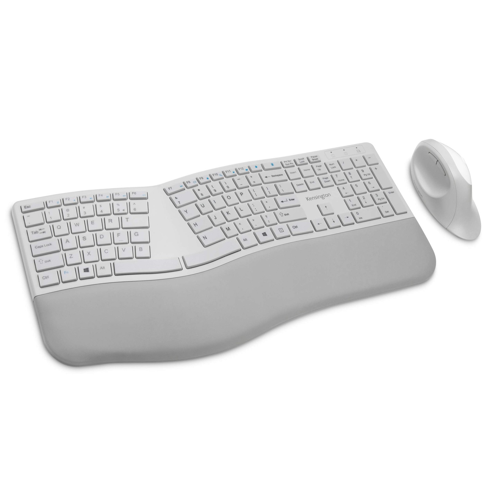 Kensington Pro Fit Ergo Wireless Keyboard Mouse Combo Grey Split Wrist Support