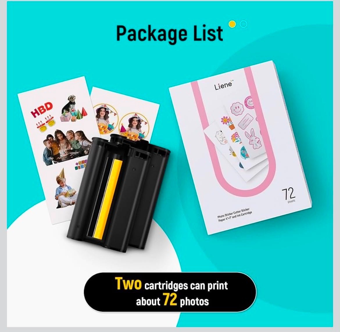 2 Pack Liene PixCut S1 Sticker Paper 4x7 + Ink Cartridge 72 Sheets Each NEW