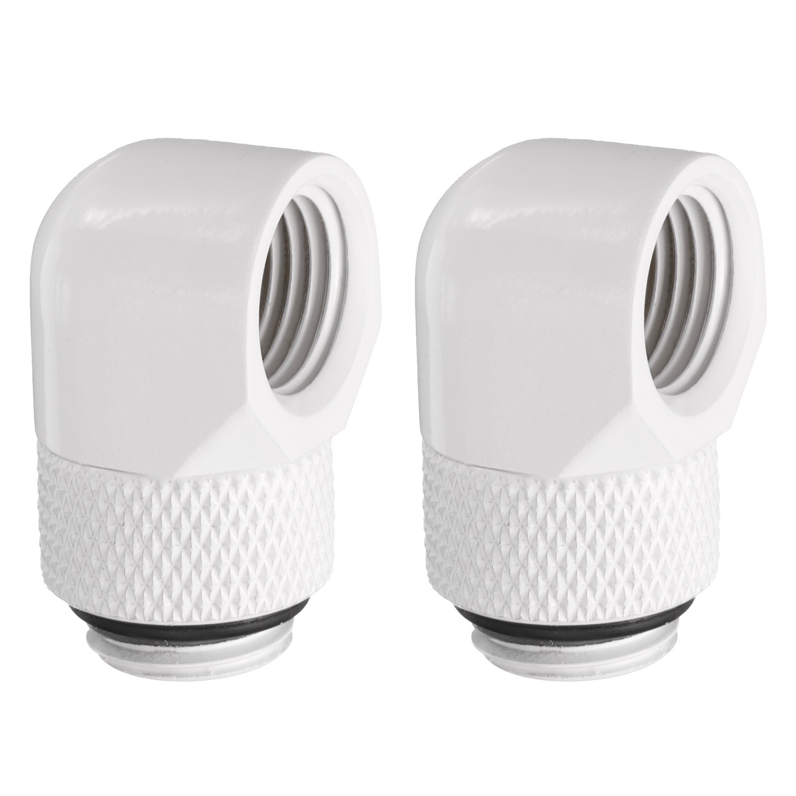 2pcs 90°Elbow G1/4" Thread Male to Female Extender Connector Fitting White