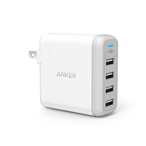 Anker PowerPort 4 USB Charger 40W 4 Ports [PSE Certified / PowerIQ Technology /