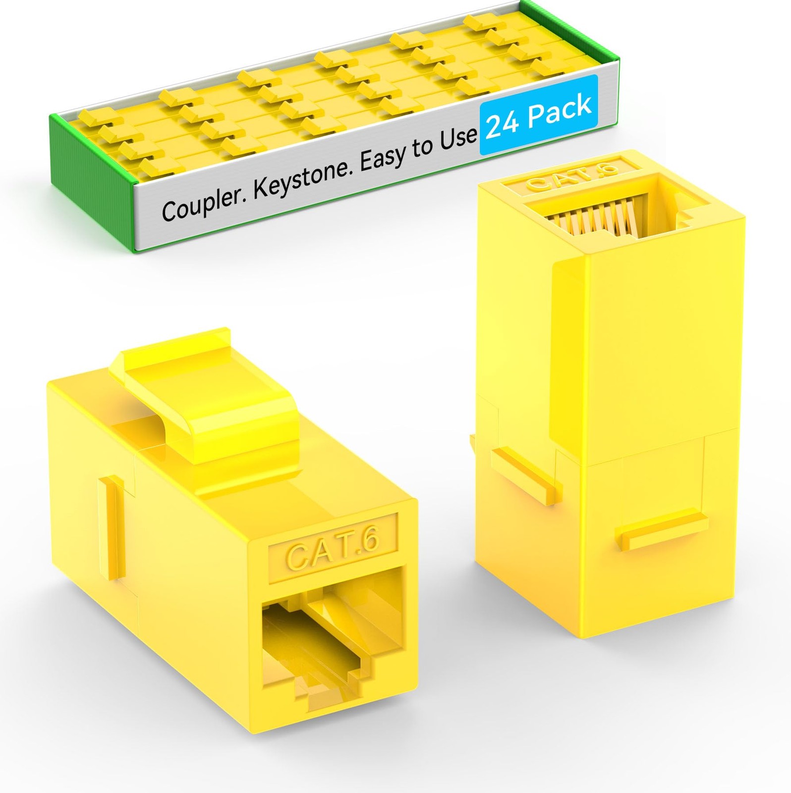 Sokqovt CAT6 RJ45 Keystone Coupler (24 Pack), Cat6 Jack Yellow 