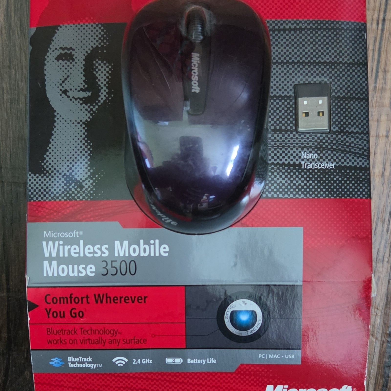 Microsoft Wireless Mobile Mouse 3500 BlueTrack Wireless USB Receiver Black 3Btn