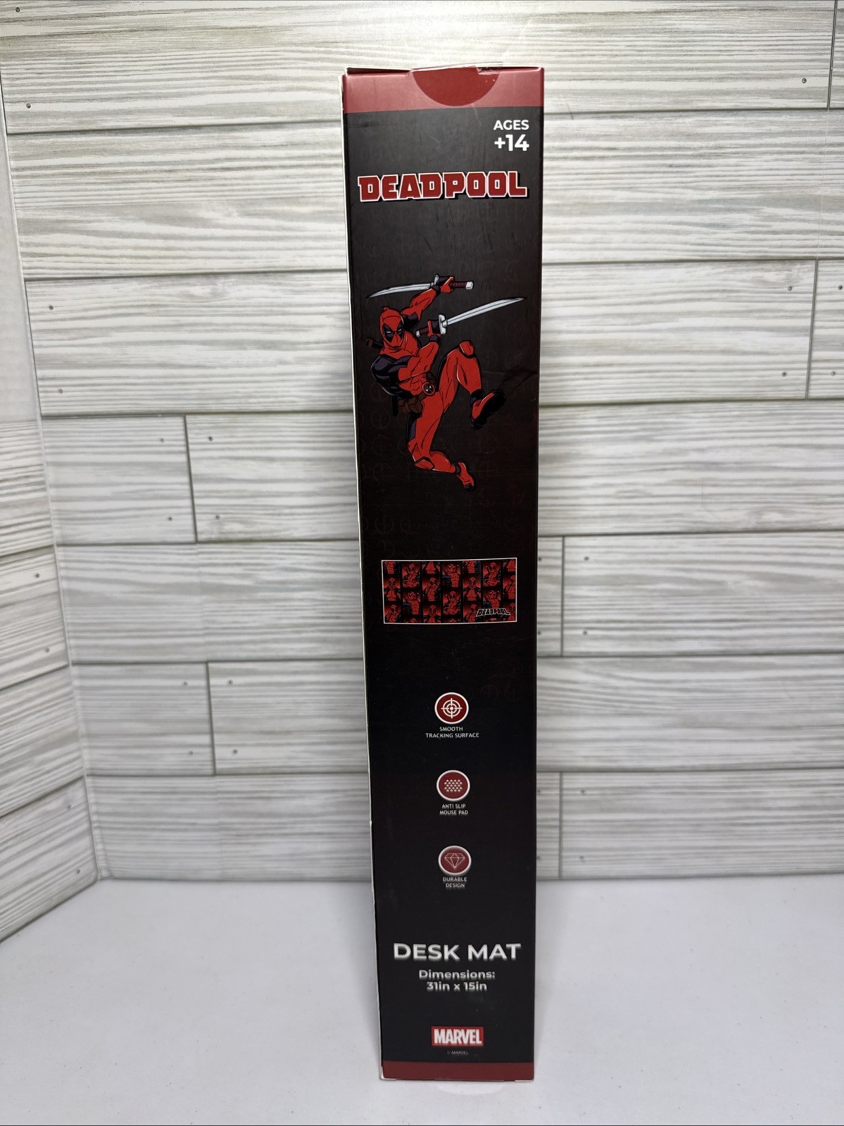 Marvel Comic Deadpool Gaming Desk Mat Mouse Pad, 31”x 15” Red & Black, Brand New