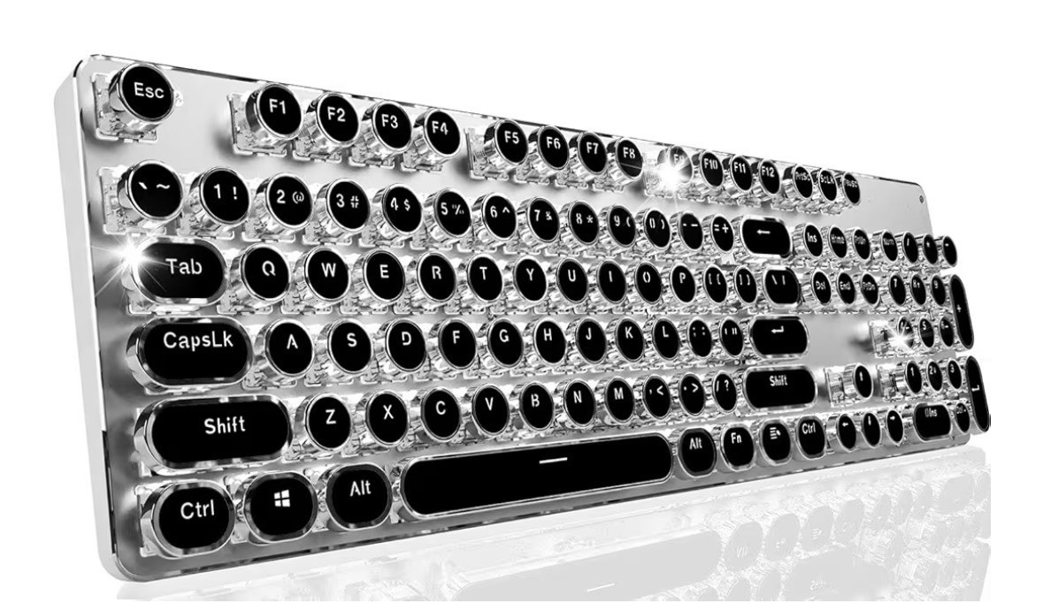 EWEADN TK950 Typewriter Keyboard Wireless Mechanical Keyboard, 104 Keys