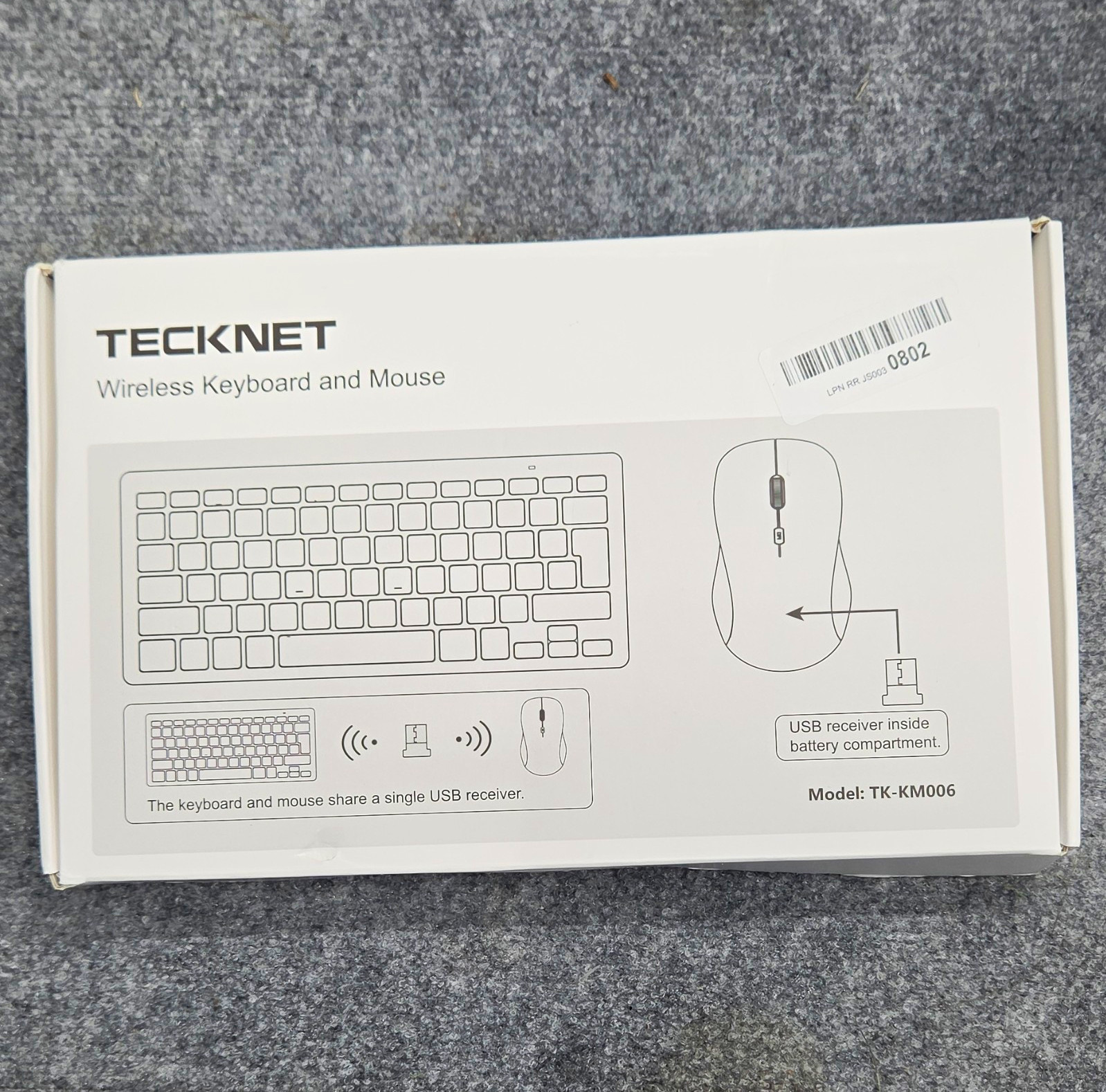 TECKNET TK-KM006 Wireless Keyboard & Mouse Combo USB Receiver White 1600 DPI