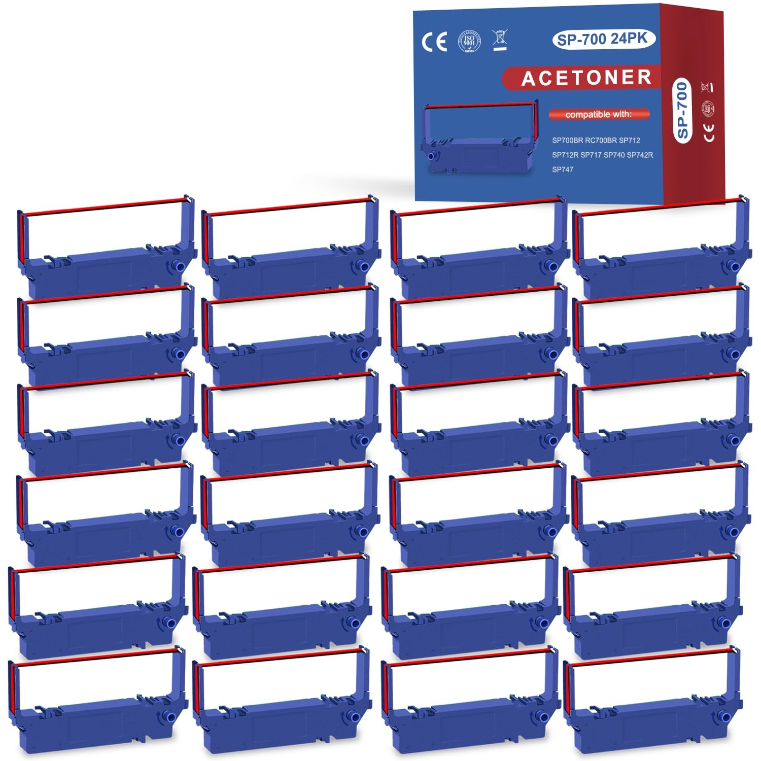 24 Pack SP700 Black Red Replacement Printer Ribbon for Star SP700 SP712