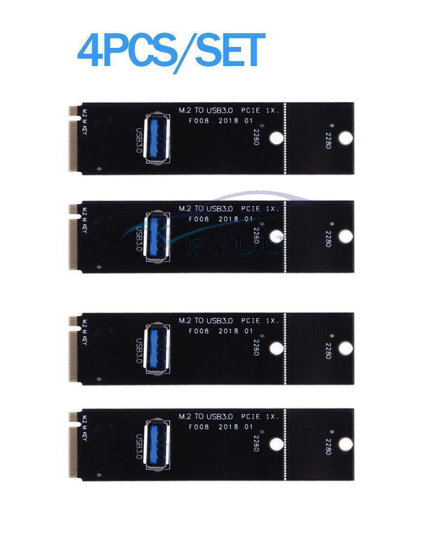 For Mining Machine 4Pcs NGFF M.2 To USB 3.0 Converter PCI-E Riser Card Adapter