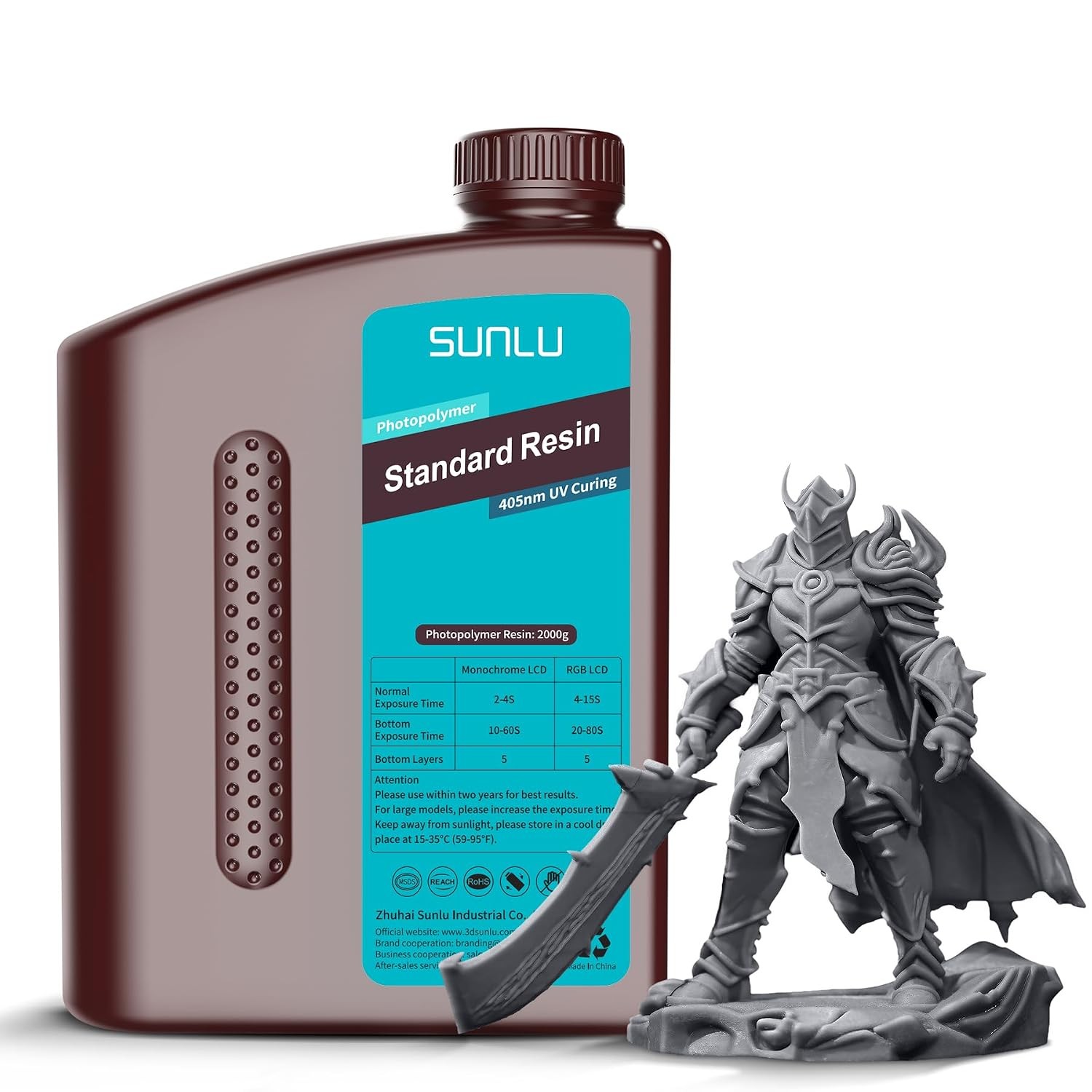 SUNLU Upgraded 2KG Standard 3D Printer Resin, 405nm UV-Curing Resin LCD/DLP/SLA