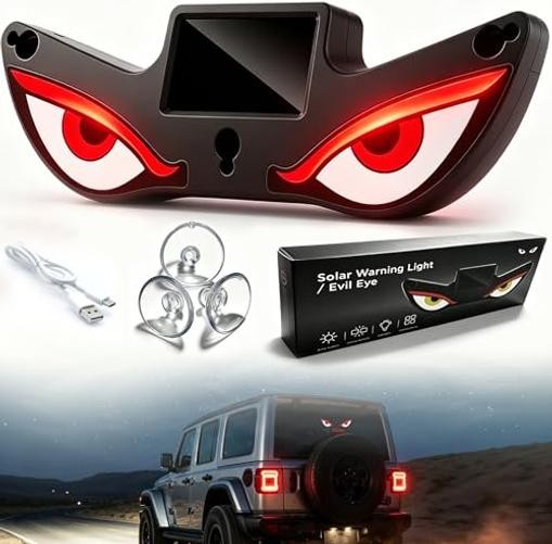 Solar Demon Eye LED Car Wireless Window Light, Devil Eye Light for Red-White