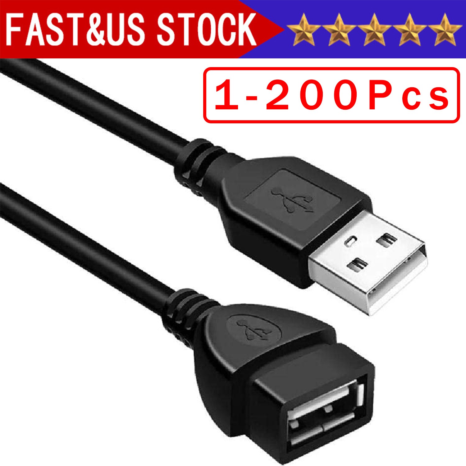 High-Speed USB-USB Extension Cable USB 2.0 Adapter Extender Cord Male/Female Lot