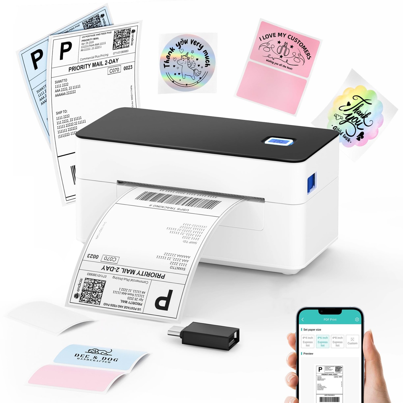 SVANTTO Bluetooth Thermal Shipping Label Printer 4x6, Compatible with Windows...