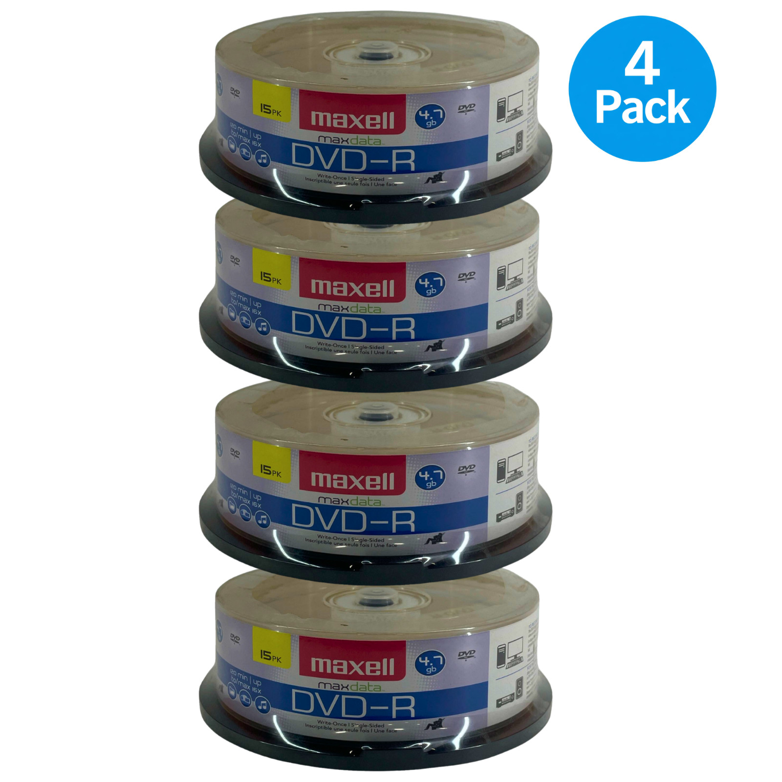 Maxell maxdata DVD-R 4.7GB 120 Min 16x Write Speed ​​Spindle 15 Pack (4 Pack)