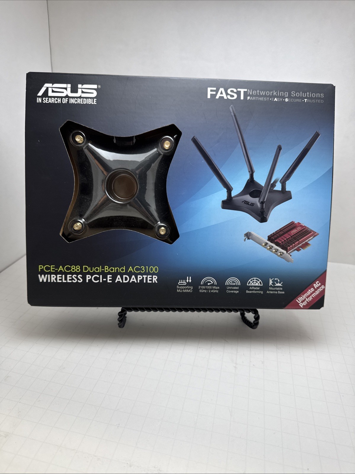 Asus PCE-AC88 Dual-Band AC3100 Wireless PCI-E Adapter 4x4 NitroQAM Wi-Fi Card