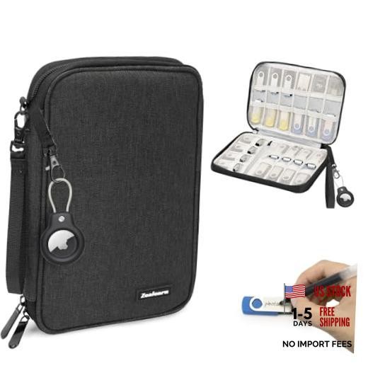 USB Flash Drive Case with Labels, USB Organizer Holds 24 Pcs, Black 24 Slots