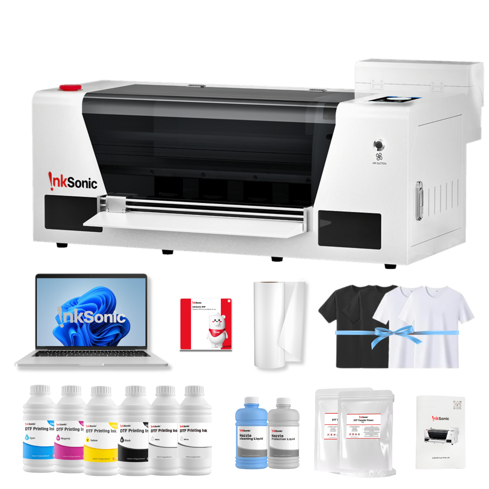 H13 F1080 DTF Printer Machine, A3 Apparel Printer with DTF Laptop, Easy Maintena