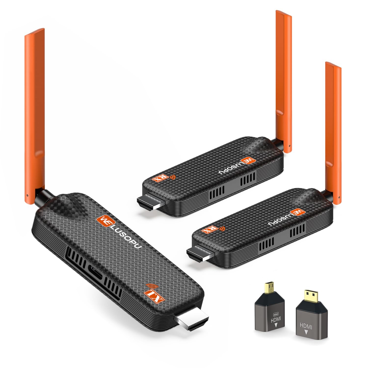 WELUSOPU Wireless HDMI Transmitter and 2 Receivers, 4K/1080P, 5.8G, 656FT