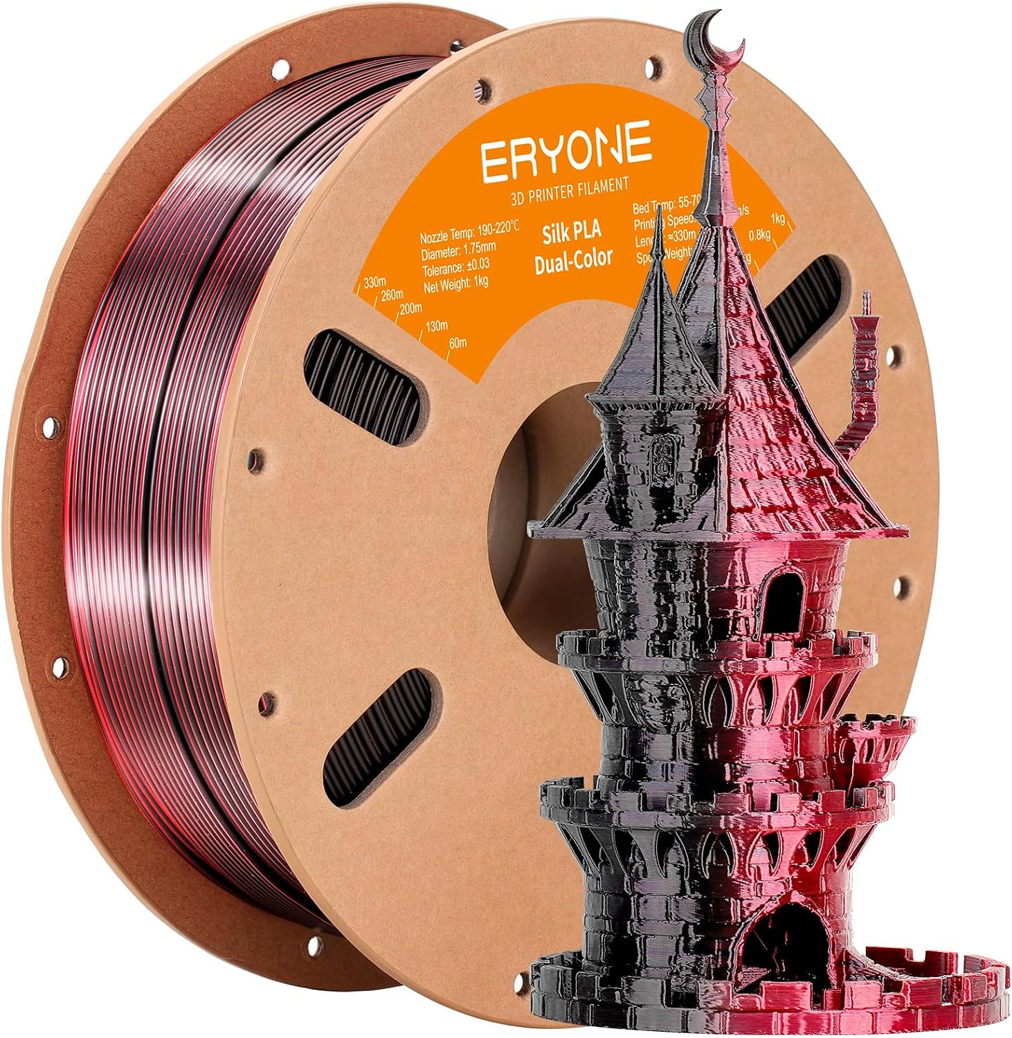 Silk Dual Color PLA Filament 3D Printer 1.75Mm +/- 0.03Mm, Bicolor